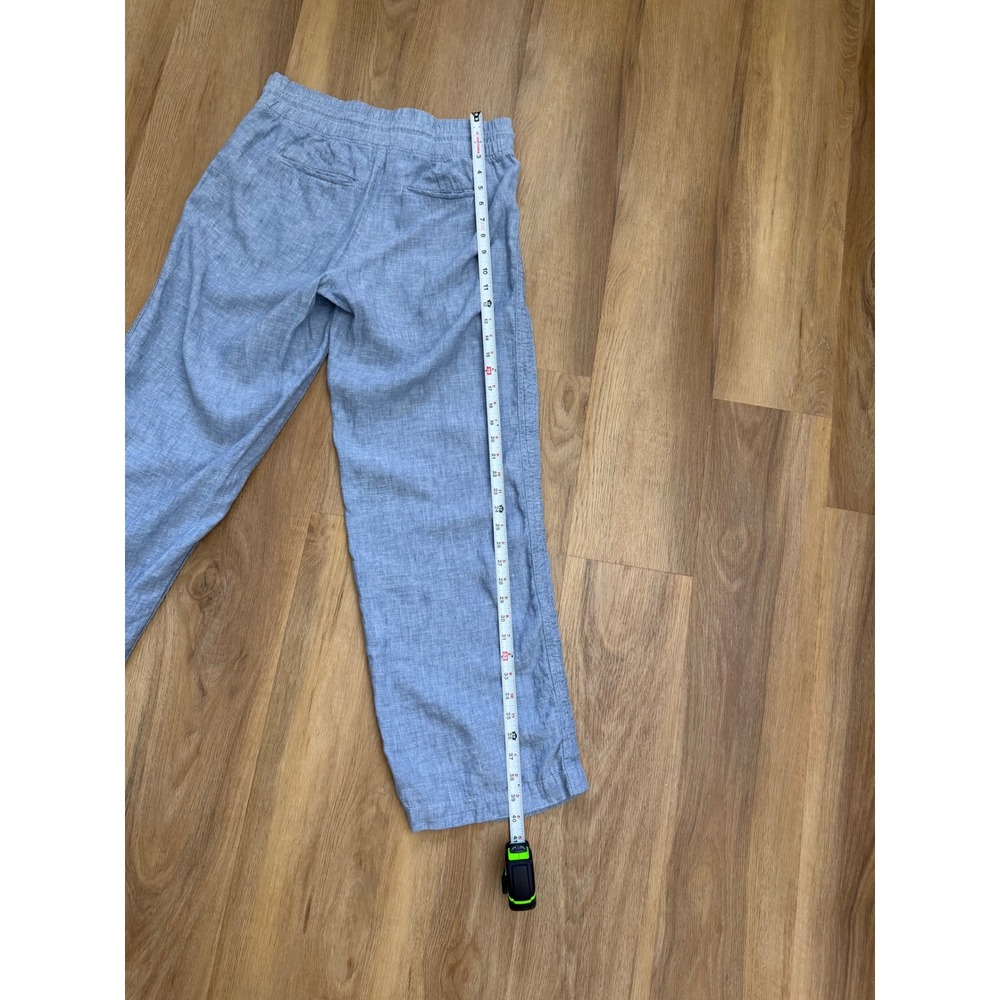 Athleta Cabo Linen Wide Leg Pant Blue Chambray Smocked Waist 8 casual coastal - Picture 7 of 7